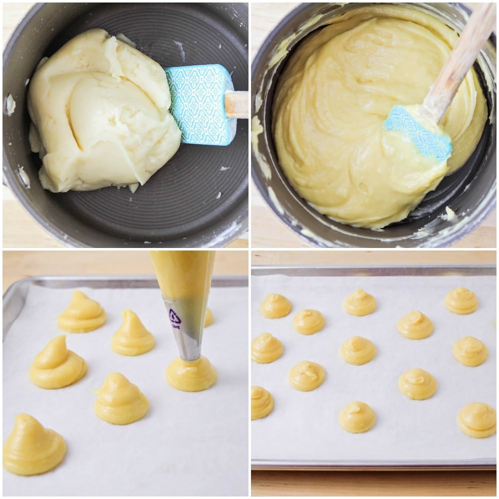 制作奶油泡芙面团的过程图片。
