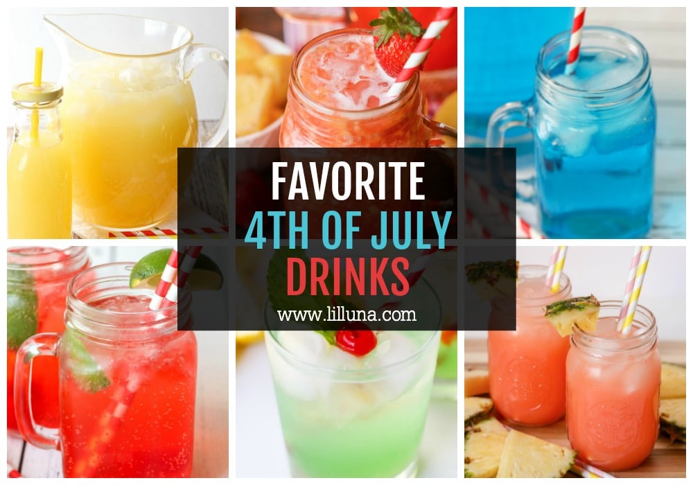 6种最受欢迎的7月4日饮料的拼贴。